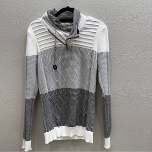 LCR Black Edition Mens Sweater Small European Brand Gray and White Designer